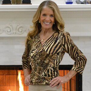 Animal Print wrap top with sequins by MSK in Petite Small